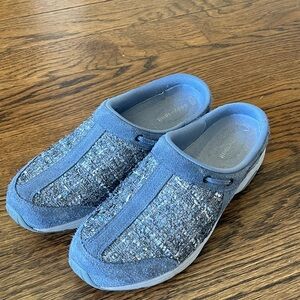 Easy Spirit TravelTime Slip On Mule Sneaker Leather Textile Women 10M blue